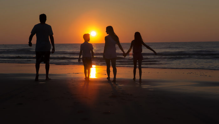 Family at sunrise in Myrtle Beach
