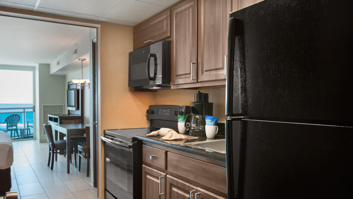 Suite kitchen with fridge